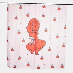 Pink Shower Curtain with Cartoon Print